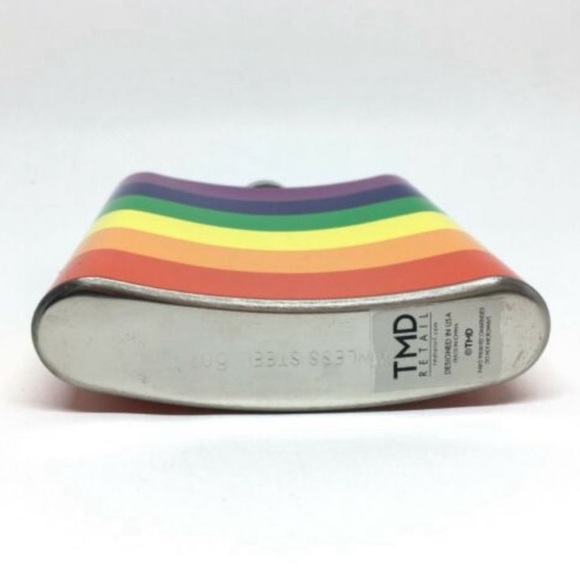 Alcohol Flask Rainbow Stripe Pocket Flask 6 Ounce Metal LGBTQ Pride Flag Drink - Picture 3 of 5